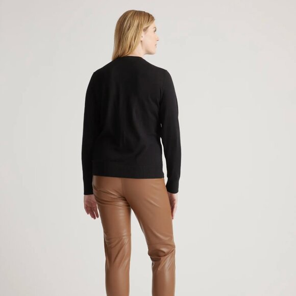 Quince Lightweight Cotton Cashmere Crew Sweater, Black, Size XS - Picture 4 of 5